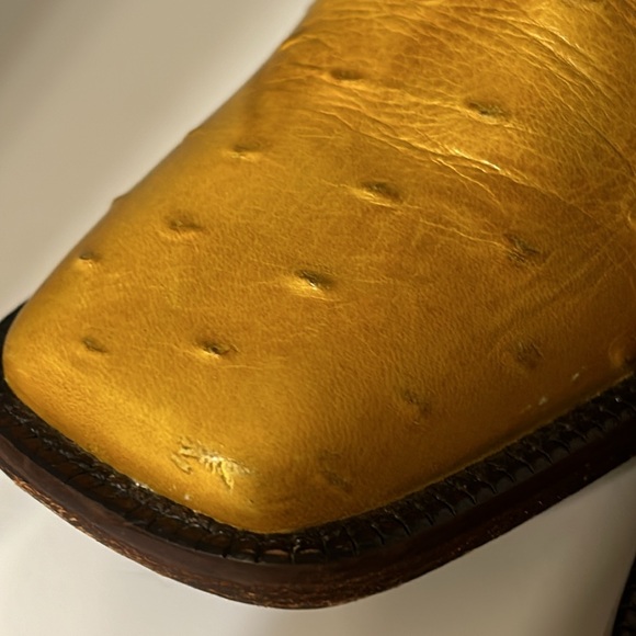 Nocona Full Quill Ostrich Square Toe Western Mule Boots Shoes Yellow Women US9B - Picture 4 of 9